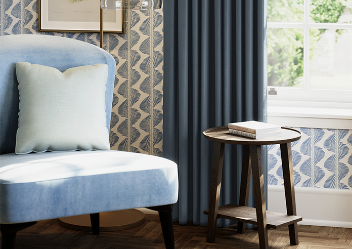 Akoya Faux Silk, Lustre Ink Blue - Made to Measure Curtain - Image 5